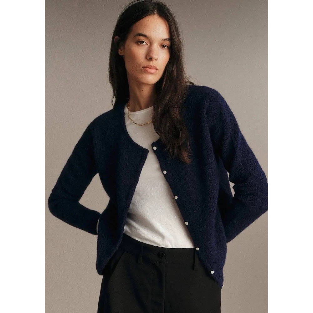 Sezane Gaspard Cardigan Size XS Navy Blue Mohair Alpaca Blend Sweater Button Up